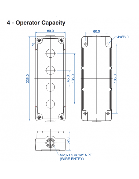 2008G13 Aluminum Enclosures for 22mm Operators