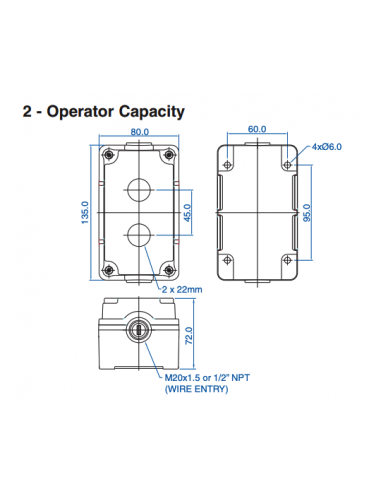 7015C10 Aluminum Enclosures for 22mm Operators