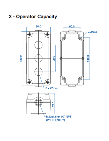 7004E13 Aluminum Enclosures for 22mm Operators