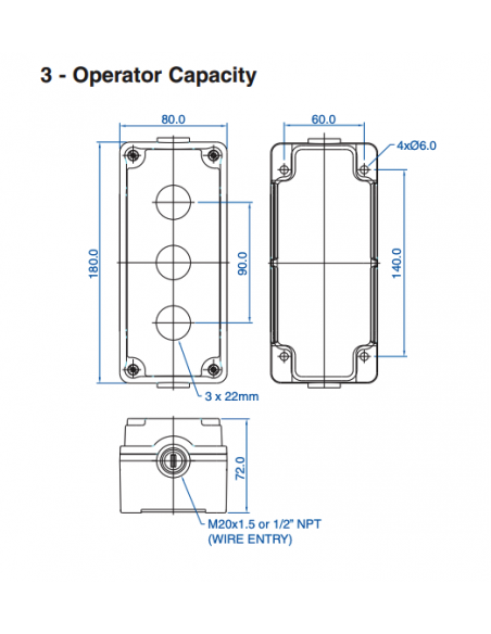 7004E13 Aluminum Enclosures for 22mm Operators