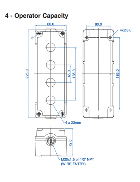 7008G10 Aluminum Enclosures for 22mm Operators