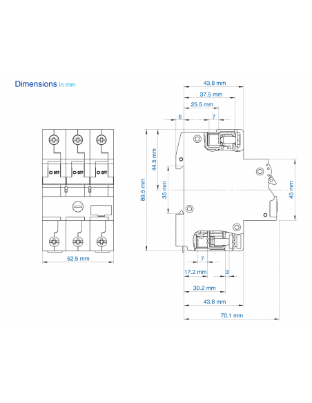 MA1.6UM MA-Series Three Phase Adjustable Trip MCB/ MMC