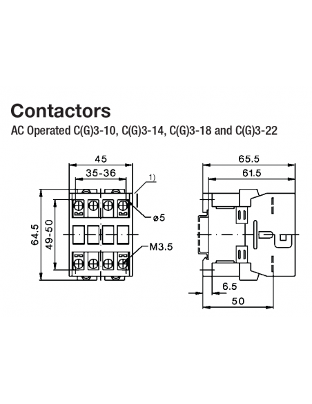 A16PC3-18ND10-AC110V PC Series Contactors - 22A Frame (1 Phase, 3 Phase)