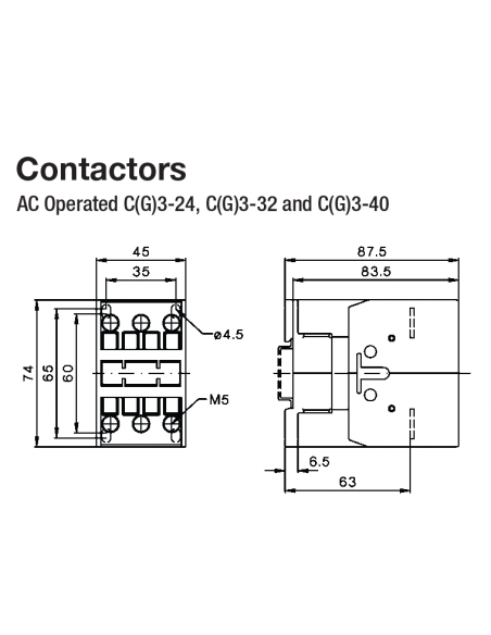 A16PC3-24A00-AC110V PC Series Contactors - 40A Frame (1 Phase, 3 Phase)