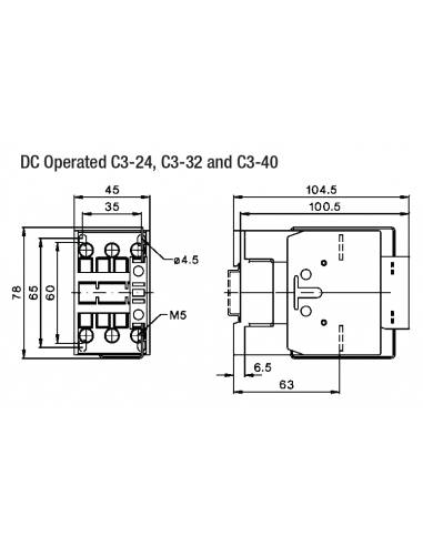 A16PC3-24A00-DC24V PC Series Contactors - 40A Frame (1 Phase, 3 Phase)