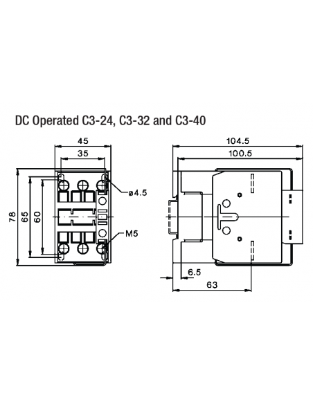 A16PC3-32A00-DC24V PC Series Contactors - 40A Frame (1 Phase, 3 Phase)
