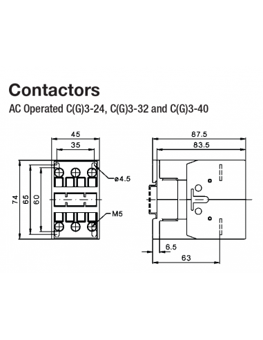 A16PC3-40A00-AC110V PC Series Contactors - 40A Frame (1 Phase, 3 Phase)