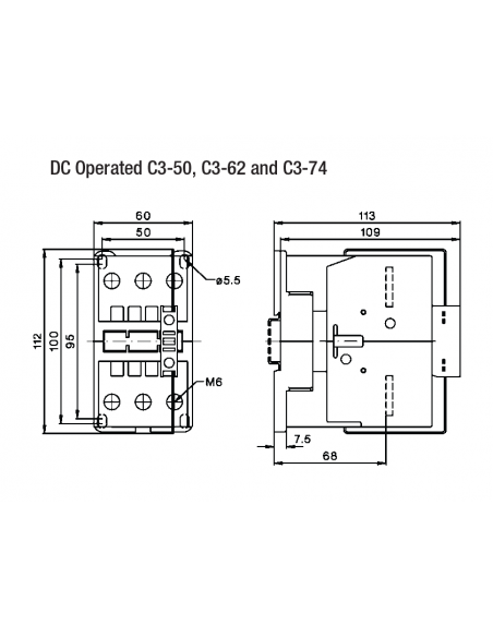 A16PC3-74A00-DC110V PC Series Contactors - 74A Frame (1 Phase, 3 Phase)