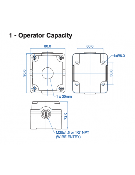 7011A13 Aluminum Enclosures for 22mm Operators