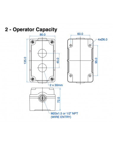 7008C13 Aluminum Enclosures for 22mm Operators