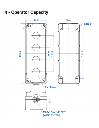 7010G10 Aluminum Enclosures for 22mm Operators