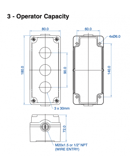 7006E13 Aluminum Enclosures for 22mm Operators