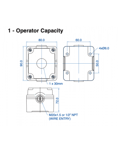 7012A13 Aluminum Enclosures for 22mm Operators