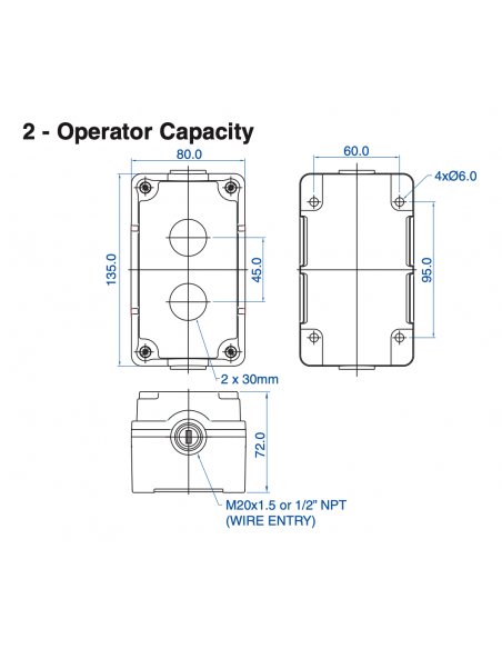 7018C10 Aluminum Enclosures for 22mm Operators