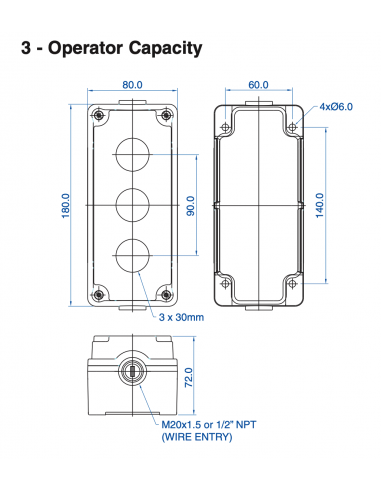 7019E10 Aluminum Enclosures for 22mm Operators