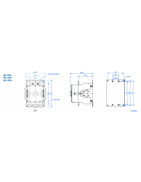 MC-400A-500V MC Series Contactors - 3 Pole 400AF Frame AC/DC