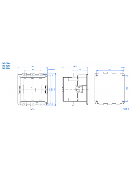 MC-800A-100V MC Series Contactors - 3 Pole 800AF Frame AC/DC