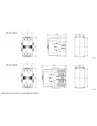 MC-100A-AC208V MC Series Contactors - 3 Pole 100AF Frame AC