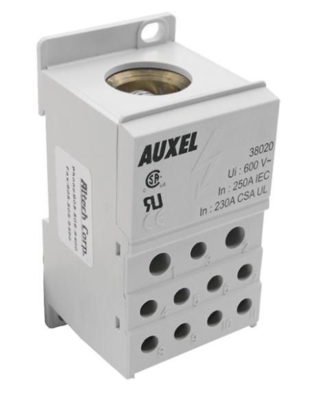 38020 - 1 - Pole 250A Plain Brass Power Distribution Block