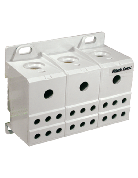 38073 - 3 - Pole 175A Plain Brass Power Distribution Block