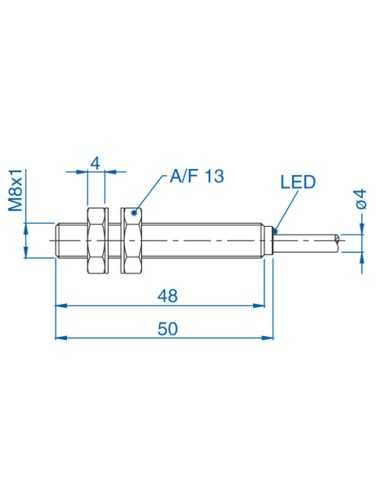 AIS08F1.5AP024-2M - M8 Flush Mount Cylindrical Sensor, DC - 3 WIRE-STANDARD