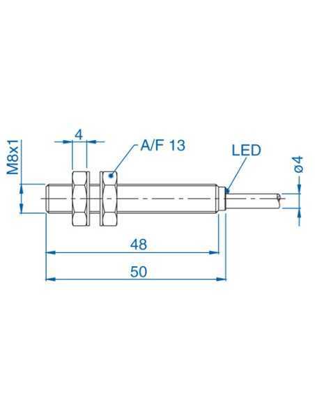 AIS08F1.5AN024-2M - M8 Flush Mount Cylindrical Sensor, DC - 3 WIRE-STANDARD