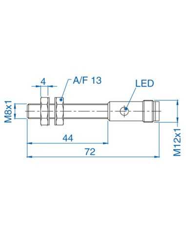 AIS08F1.5AP024-Q65 - M12 Flush Mount Cylindrical Sensor, DC - 3 WIRE-STANDARD