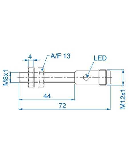 AIS08F1.5AN024-Q65 - M12 Flush Mount Cylindrical Sensor, DC - 3 WIRE-STANDARD