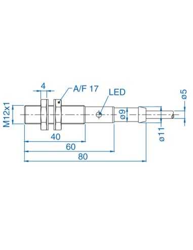 AIS12F02AP024-2M - M12 Flush Mount Cylindrical Sensor, DC - 3 WIRE-STANDARD|Sensors