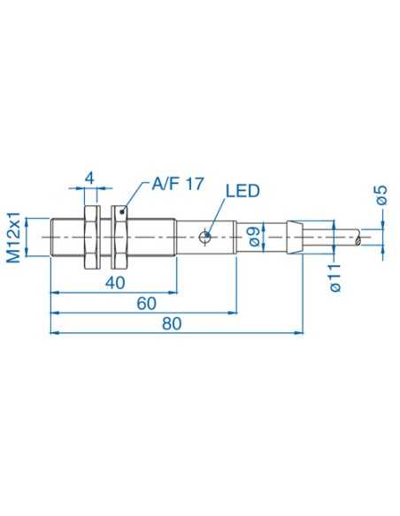 AIS12F02AN024-2M - M12 Flush Mount Cylindrical Sensor, DC - 3 WIRE-STANDARD|Sensors