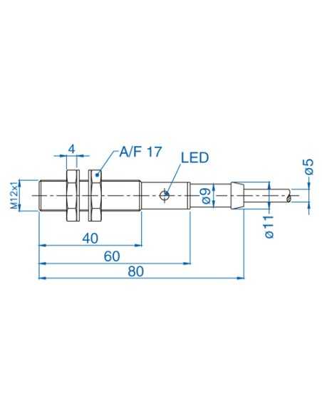 AIS12F02RD024-2M - M12 Flush Mount Cylindrical Sensor, DC - 2 WIRE- STANDARD|Sensors