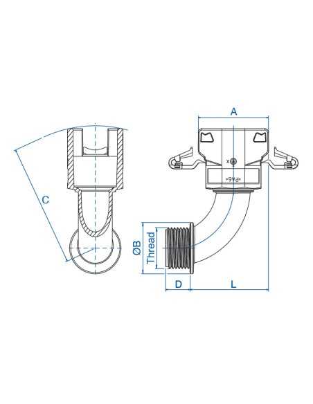 3805237 - Conduit Gland SEM-FAST angled 90°|Corrugated Tubes