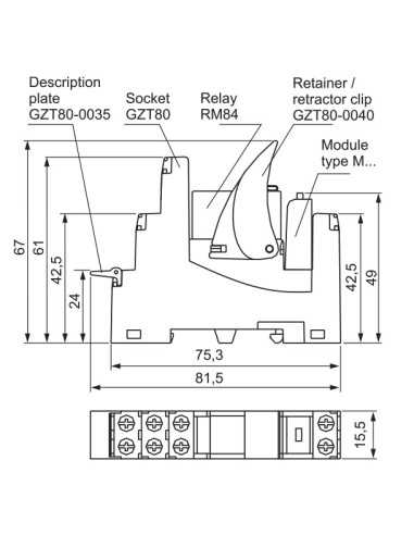 PI84-12DC-M41G - GTZ80 Socket, PI84 Interface Relay|Home
