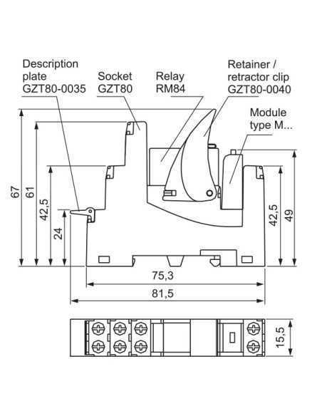 PI84-12DC-M91G - GTZ80 Socket, PI84 Interface Relay|Home